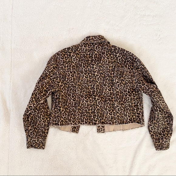 Free People Cheetah Printed Cropped Denim Jacket - Picture 7 of 8